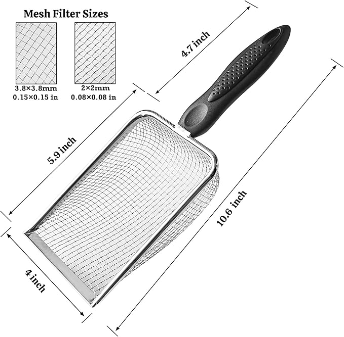 2 Packs Litter Scoop Stainless Steel Mesh Poop Scooper, Metal Litter Box Pooper - Image 2