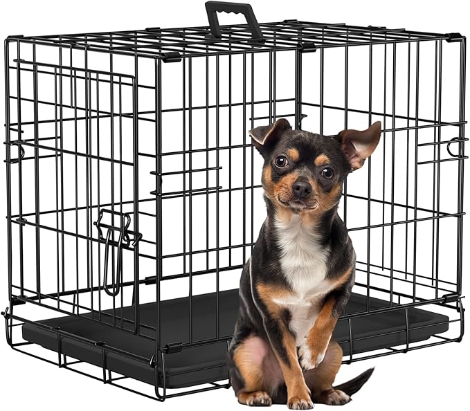 FDW Dog Crate 18-Inch Dog Cage Foldable Metal Kennel by FDW