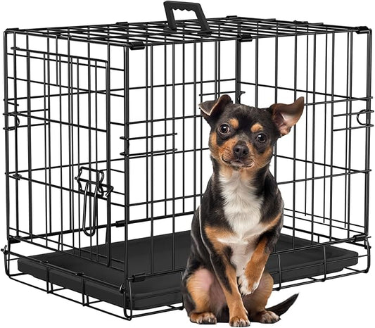 FDW Dog Crate 18-Inch Dog Cage Foldable Metal Kennel by FDW
