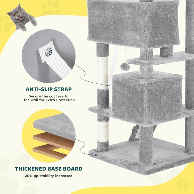 DUMOS 54 Inch Cat Tree Tower, Indoor Multi-Level Pet House - Image 4
