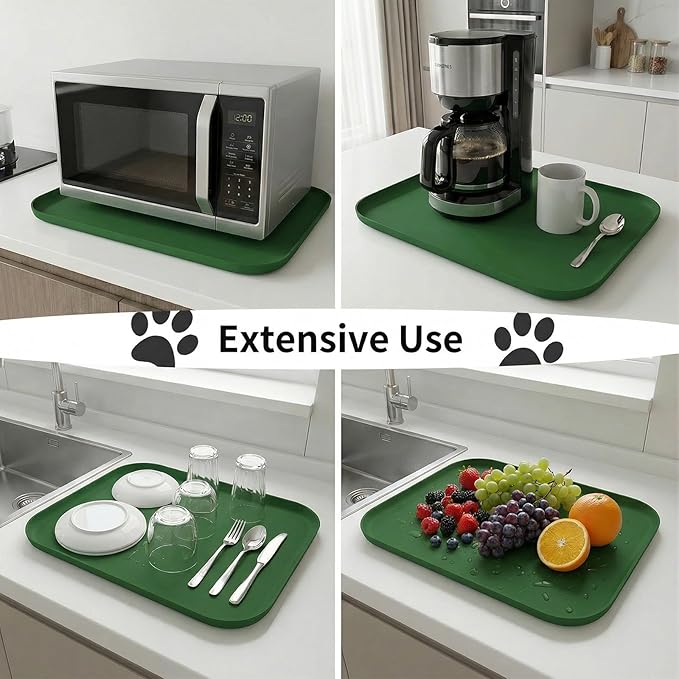 BLESWIN Waterproof Silicone Pet Feeding Mat Green - Image 8