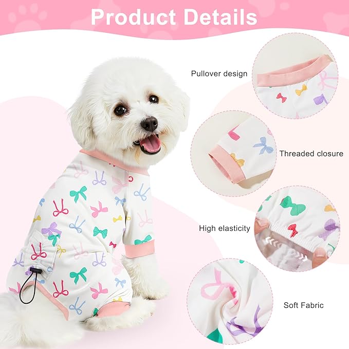 Bienbee Dog Pajamas, 4 Pack Dog Recovery Suit Shedding Suit Cute Soft Puppy - Image 6