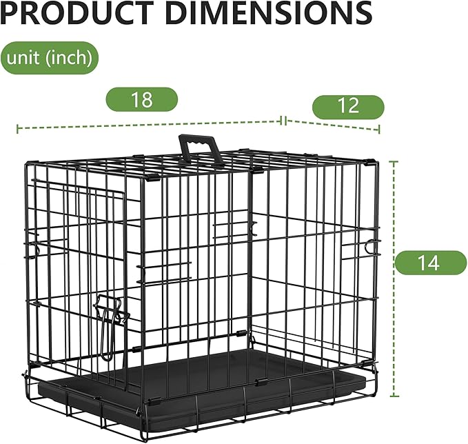 FDW Dog Crate 18-Inch Dog Cage Foldable Metal Kennel - Image 6