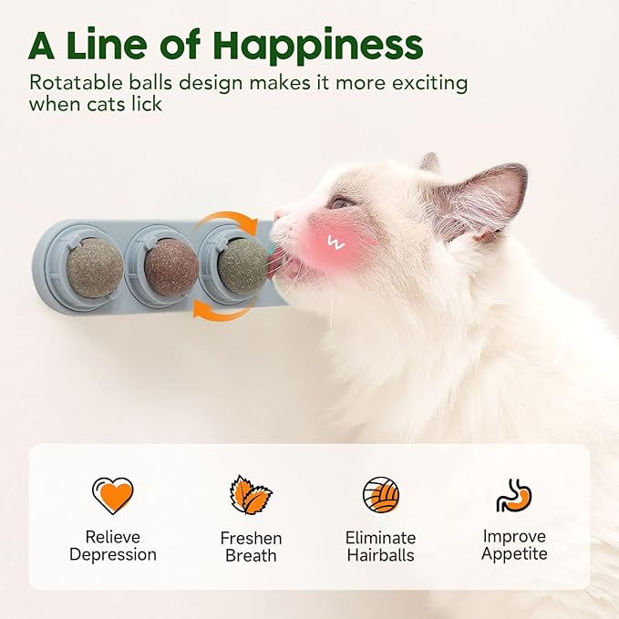 Potaroma 4 Catnip Silvervine Ball Toys, Extra Cat Energy Ball, Edible Cats Lick - Image 3