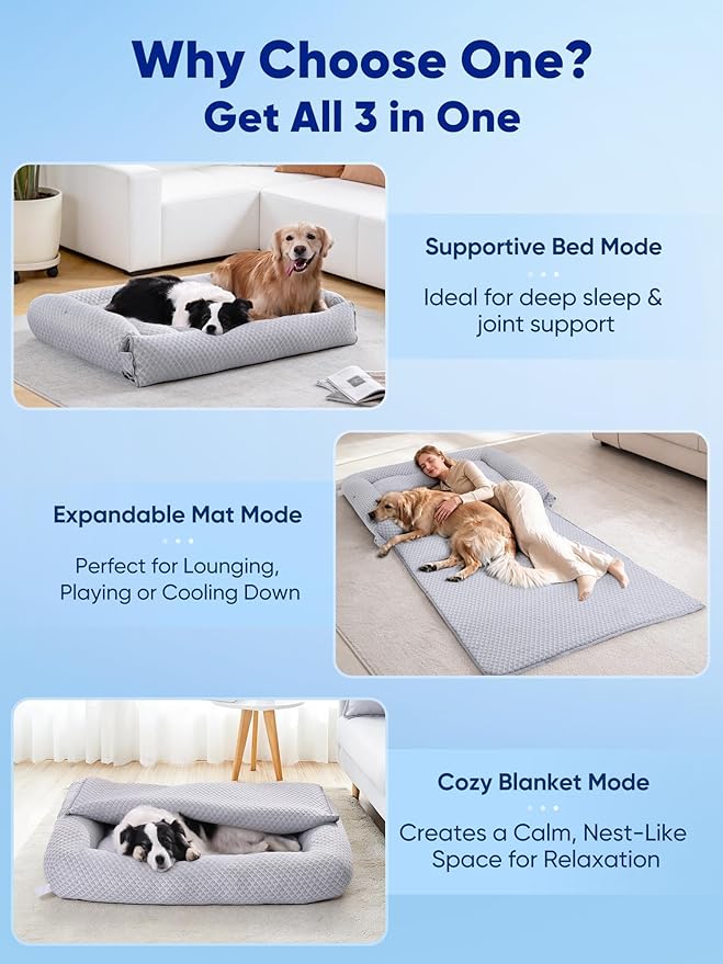 Rywell 3-in-1 Cooling Dog Beds Large Sized Dog, Dog Cooling Mat - Image 4