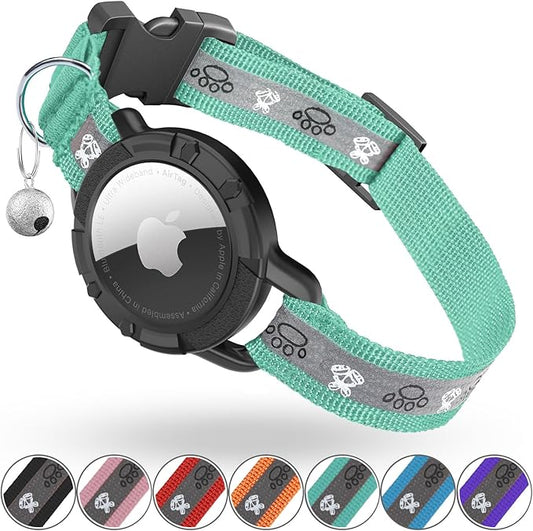 Reflective AirTag Cat Collar, Integrated Cat Tracker Collar by ODOKELE