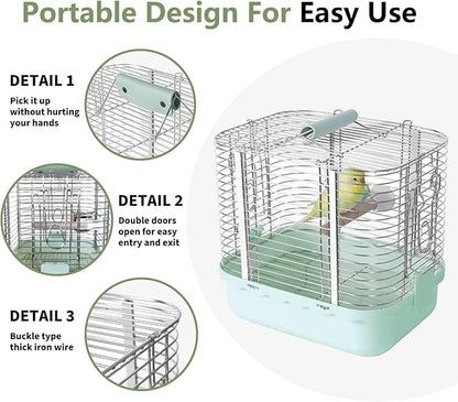 Bird Carrier Travel Cage, Durable Portable Stainless Steel Birdcage - Image 6