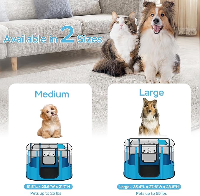 Portable Pet Playpen with Waterproof pad, Collapsible Crates Kennel Playpen - Image 8