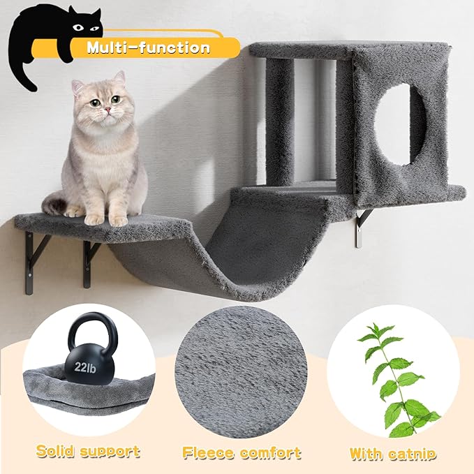 12-in-1 Cat Wall Shelves, Wall Mounted Cat Climber - Image 3