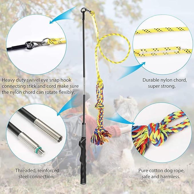 DIBBATU Flirt Pole for Dogs Interactive Dog Toys for Large Medium Small Dogs - Image 6