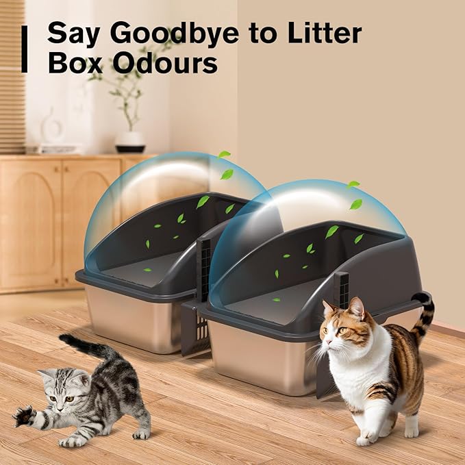 KITCATY 2PACK Stainless Steel Cat Litter Box, Never Absorbs Odors, Leak-Proof - Image 7