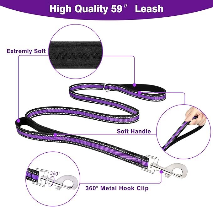WINSEE Pet Harness Collar and Leash Set, All-in-one Reflective Dog Harness No - Image 3
