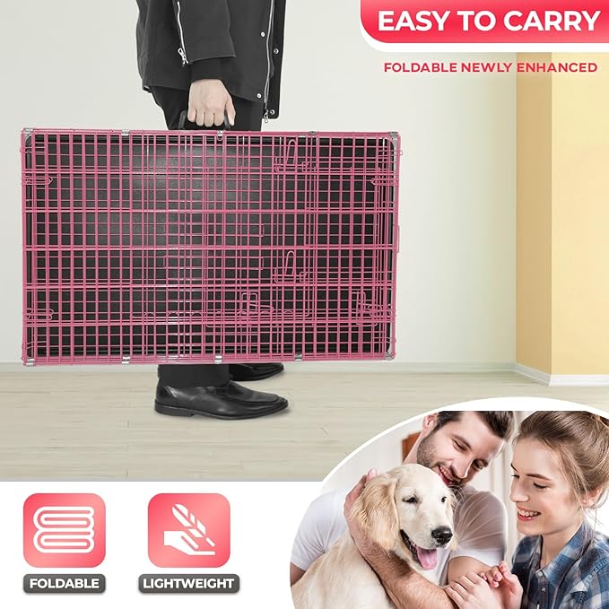 FDW Dog Crate for Large Dogs 48 Inch Folding Metal WirePet Cage Double Door - Image 5