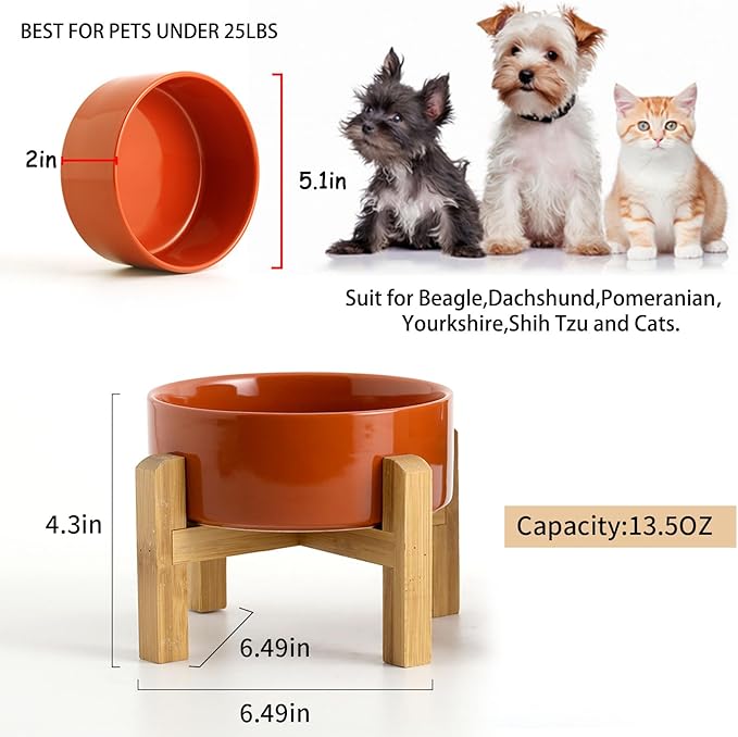 Petygooing Rust Red Elevated/Raised Ceramic Dog Bowl - Image 3
