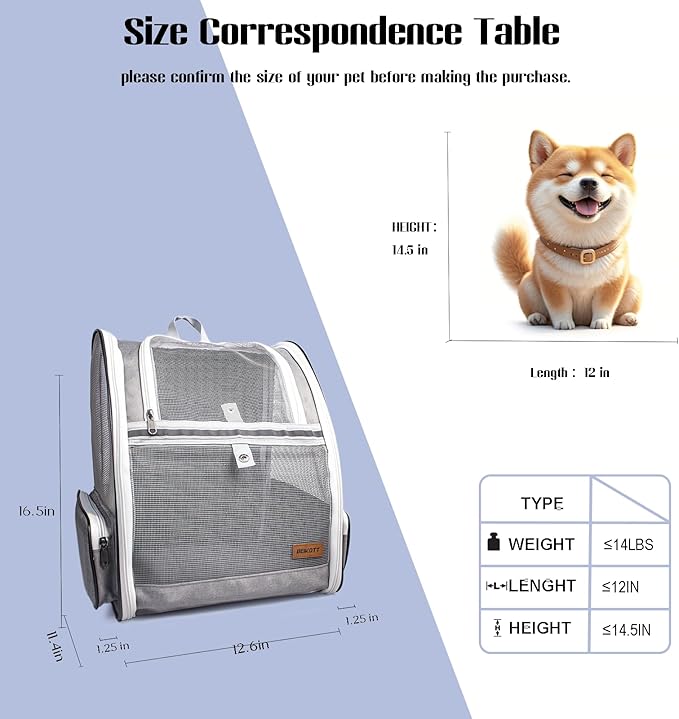 Cat Carrier Backpack, Dog Backpack, Ventilate Pet Cats Puppy Dogs Birds Bunny - Image 2