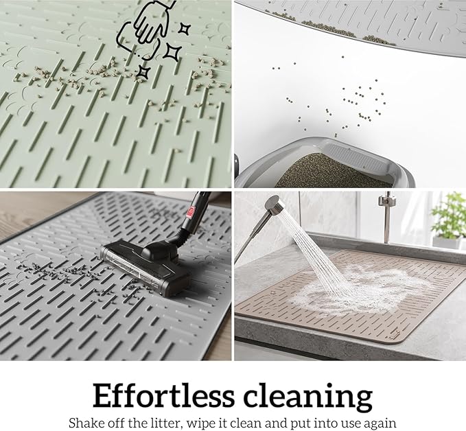 OHMO Cat Litter Mat Large Trapping Mat Premium Silicone Rubber 31.5x23.6 Sage - Image 8