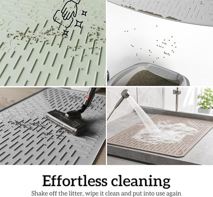 OHMO Cat Litter Mat Large Trapping Mat Premium Silicone Rubber 31.5x23.6 Sage - Image 8