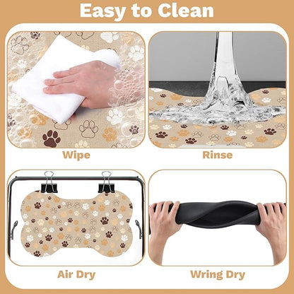 Pet Dog Cat Food Mat, Absorbent Bone Shaped Dog Bowl Mats - Image 6