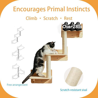 Cat Wall Shelves for Large Cats, Ladder Steps & Sisal Scratching Posts - Image 4