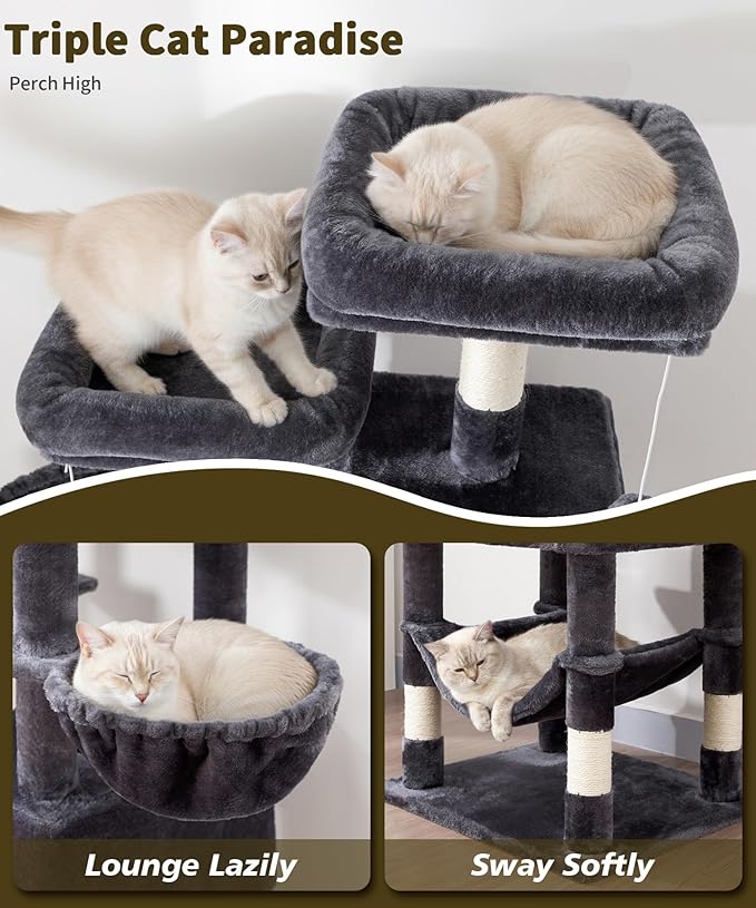 AMHANCIBLE 70 Inch Cat Tree for Large Cats, Tall Heavy Duty Kitty Playhouse - Image 2