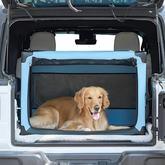 JOYTUTUS 38 Inch Collapsible Dog Crate, Steel Frame 8-Bar Foldable Soft Kennel by JoyTutus