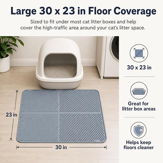 Silicone Cat Litter Mat 30" x 23", Large Cat Litter Mat - Image 4
