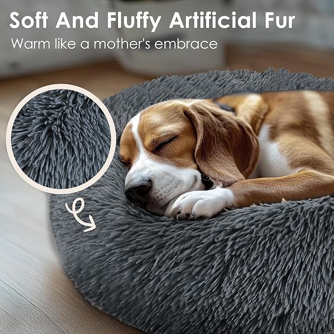 Dogs Bed for Small Dogs, Anti-Anxiety Washable Round Bed - Image 6