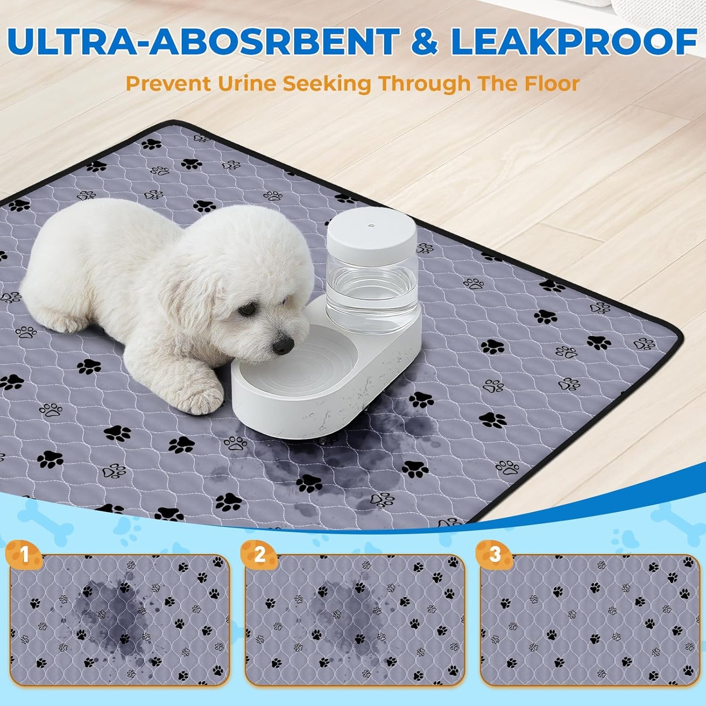 Fostanfly Non-Slip Washable Pee Pads for Dogs, 2 Pack 24"x47" Guinea Pig Cage Liner Ultra-Absorbent and Leak-Proof for Small Animal Guinea Pigs Rabbit Bunny Hamster
