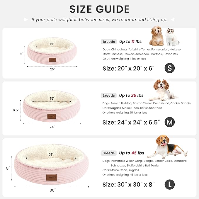 Love's cabin Round Donut Cat and Dog Cushion Bed, 30in Pet Bed - Image 4