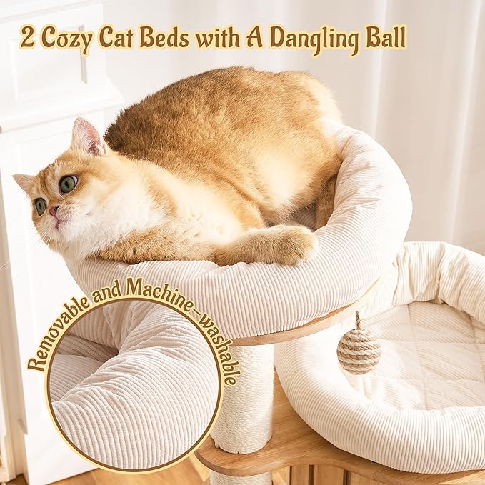 Modern Cat Tree Tower with Scratching Post, 61.5in Tall Cat Tree - Image 4