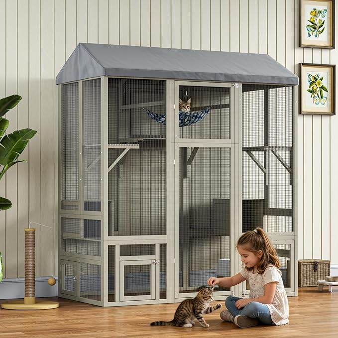 TIMHAKA Large Catio Outdoor Cat Enclosure, 71 inch Cat Catio - Image 6