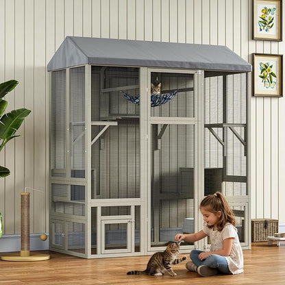 TIMHAKA Large Catio Outdoor Cat Enclosure, 71 inch Cat Catio - Image 6