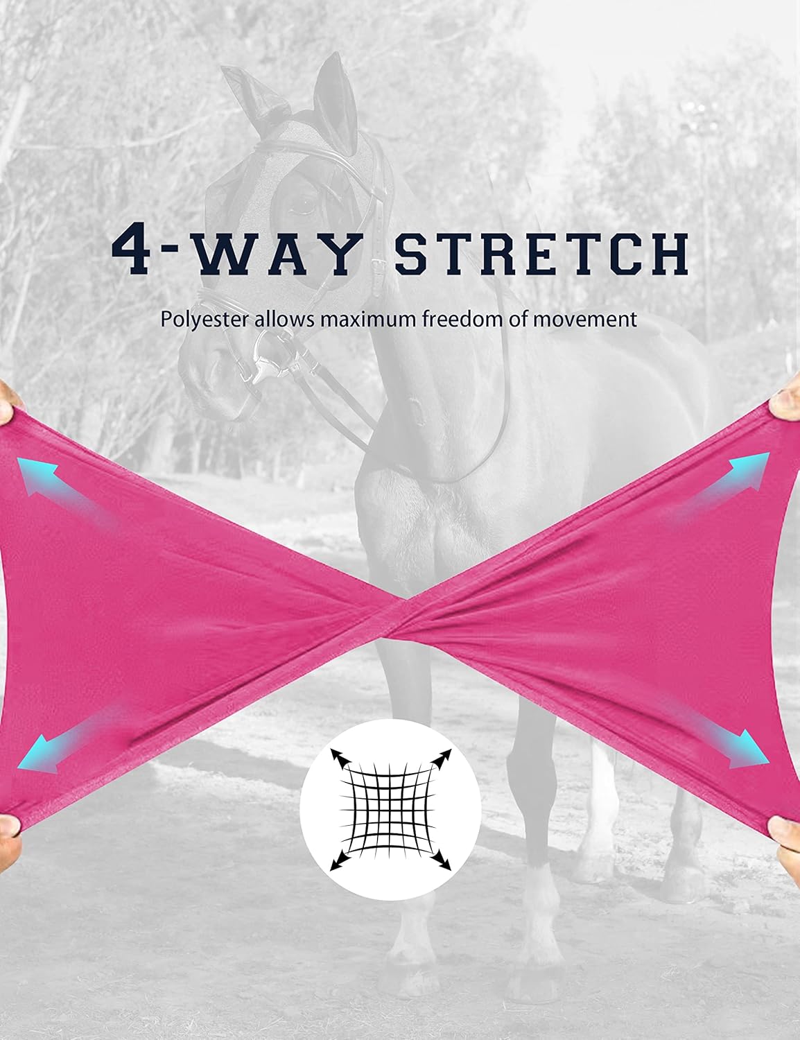 Horse Fly Mask with Ears, UV Protection Mask for Horses, Elasticity Mask with Big Mesh Eye Covers, Snug Fitting Comfortable Breathable Lightweight Hot Pink Cob