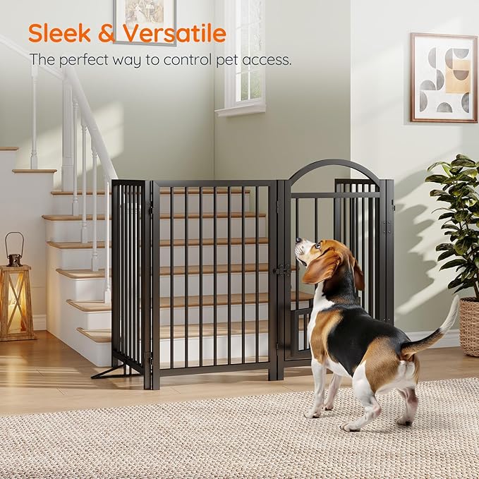 HOOBRO 4 Panel Freestanding Dog Gate - Image 3