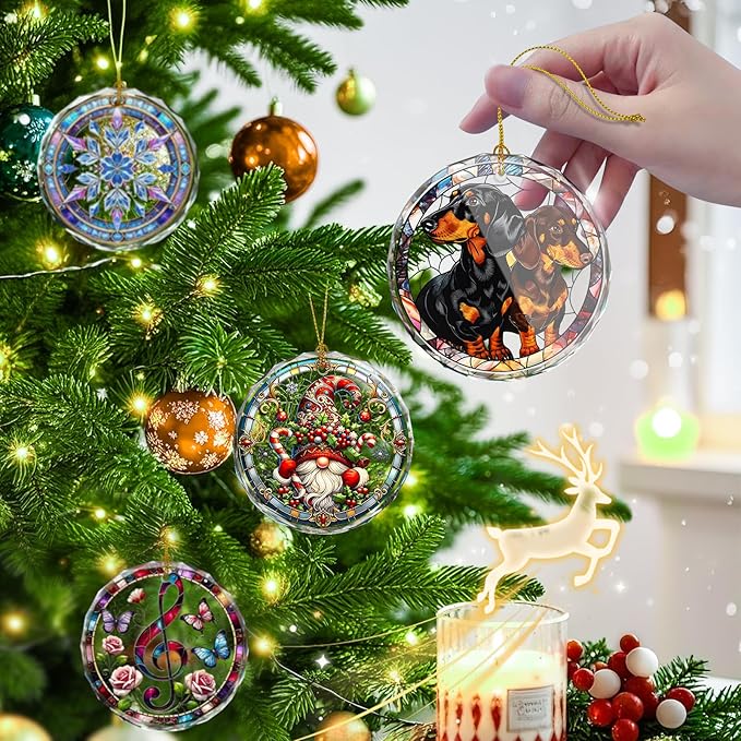 Dachshund Christmas Ornament, Stained Glass Dachshund - Image 4