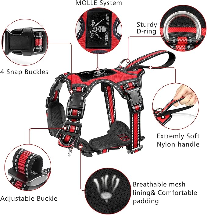 WINSEE Pet Harness Collar and Leash Set, All-in-one Reflective Dog Harness No - Image 3