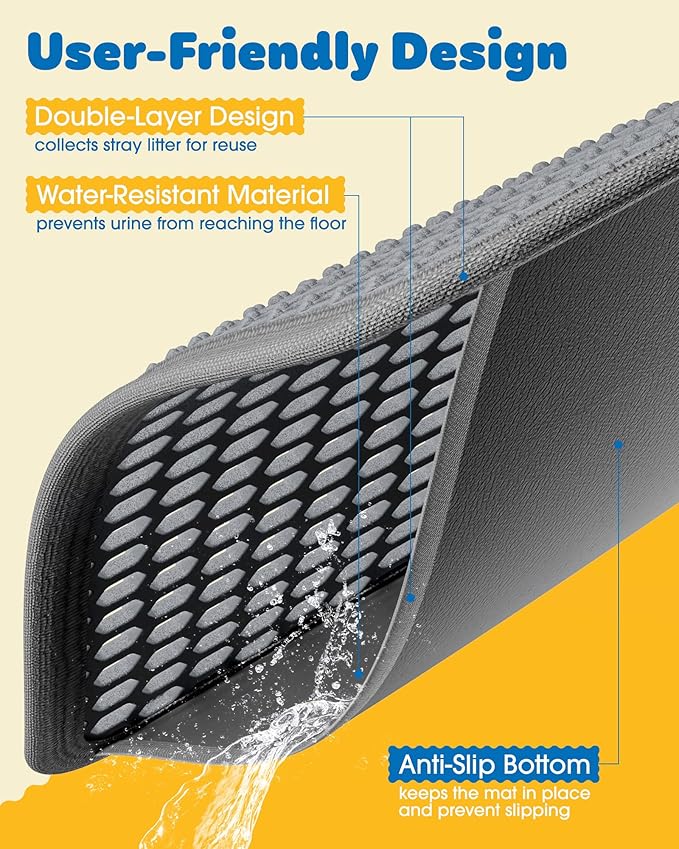 Cat Litter Mat - 30'' x 24'' Large Litter Trapping Mat, Waterproof, Urine-Proof - Image 5