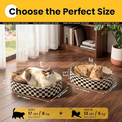 Conlun 2 Pack Oval Cat Scratcher Bowl, Curved Cardboard Scratching Pad Bed - Image 9