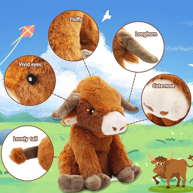 YZHDUXIU Highland Cow Dog Toy, Squeaky Dog Toys Stuffed Plush Puppy Toy - Image 7