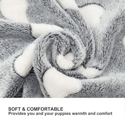 1 Pack 3 Puppy Blankets Super Soft Warm Sleep Mat Grey Cute Print Blanket - Image 4