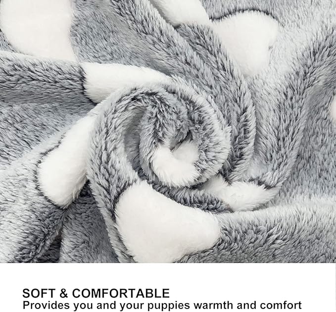 1 Pack 3 Puppy Blankets Super Soft Warm Sleep Mat Grey Cute Print Blanket - Image 4