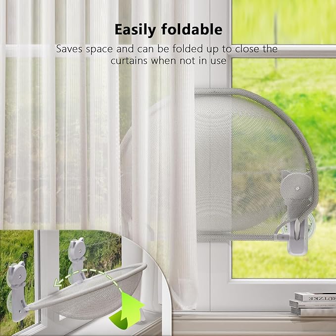 JUNSPOW Cat Window Perch Cordless, Glow in The Dark & Stable Cat Beds- - Image 4