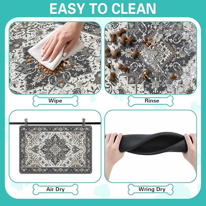 Pet Feeding Mat for Floors Waterproof Dog Mat for Food and Water Absorbent - Image 4