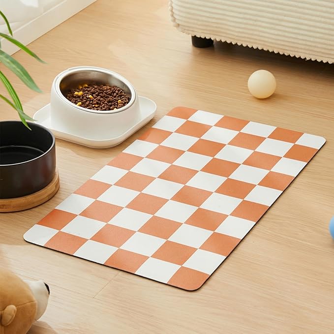Checkered Dog Feeding Mat, Absorbent Mats by Ralxion