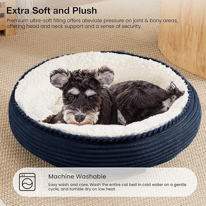 Love's cabin Round Donut Cat and Dog Cushion Bed, 24in Pet Bed - Image 7