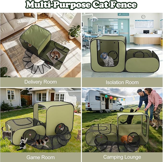 Cat Playpen, 3-in-1 Pop-up Outdoor Cat Enclosure - Image 6