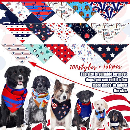 Huhumy 150 Pcs 250th Anniversary Dog Bandanas 4th of July Patriotic Pet - Image 3