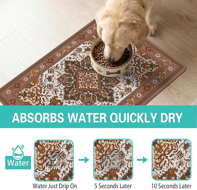 Pet Feeding Mat for Floors Waterproof Dog Mat for Food and Water Absorbent - Image 2