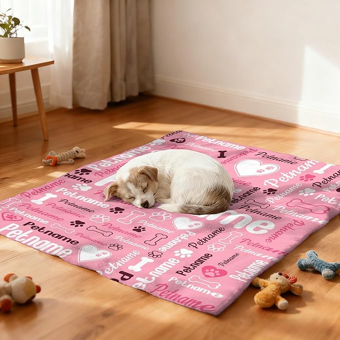 Custom Blanket with Dog Name Personalized Funny Throw Blankets Soft Warm Fleece - Image 4