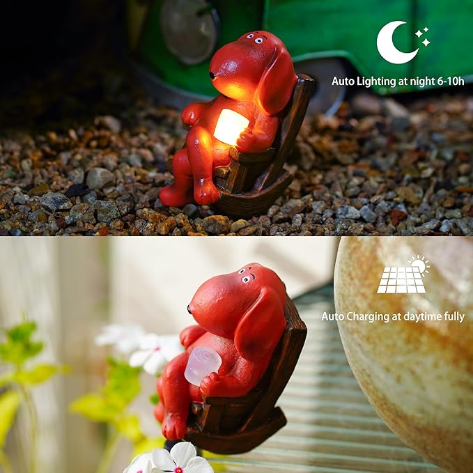 Dog Solar Statue Drinking Coffee Statue Decoration - Image 3